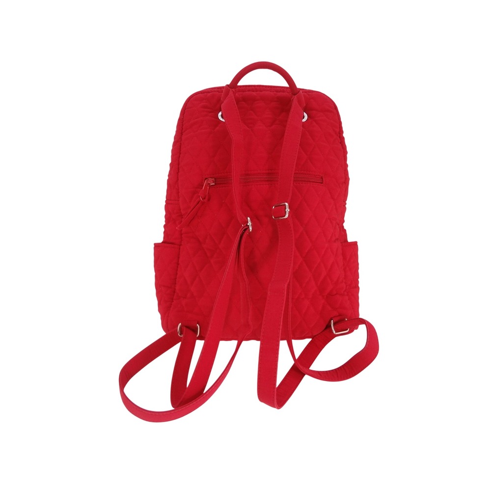 Vera Bradley Quilted Microfiber Backpack Small Red Excellent Diamond Flap - Picture 2 of 9